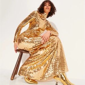 Gold sequin formal dress. Simon Miller brand